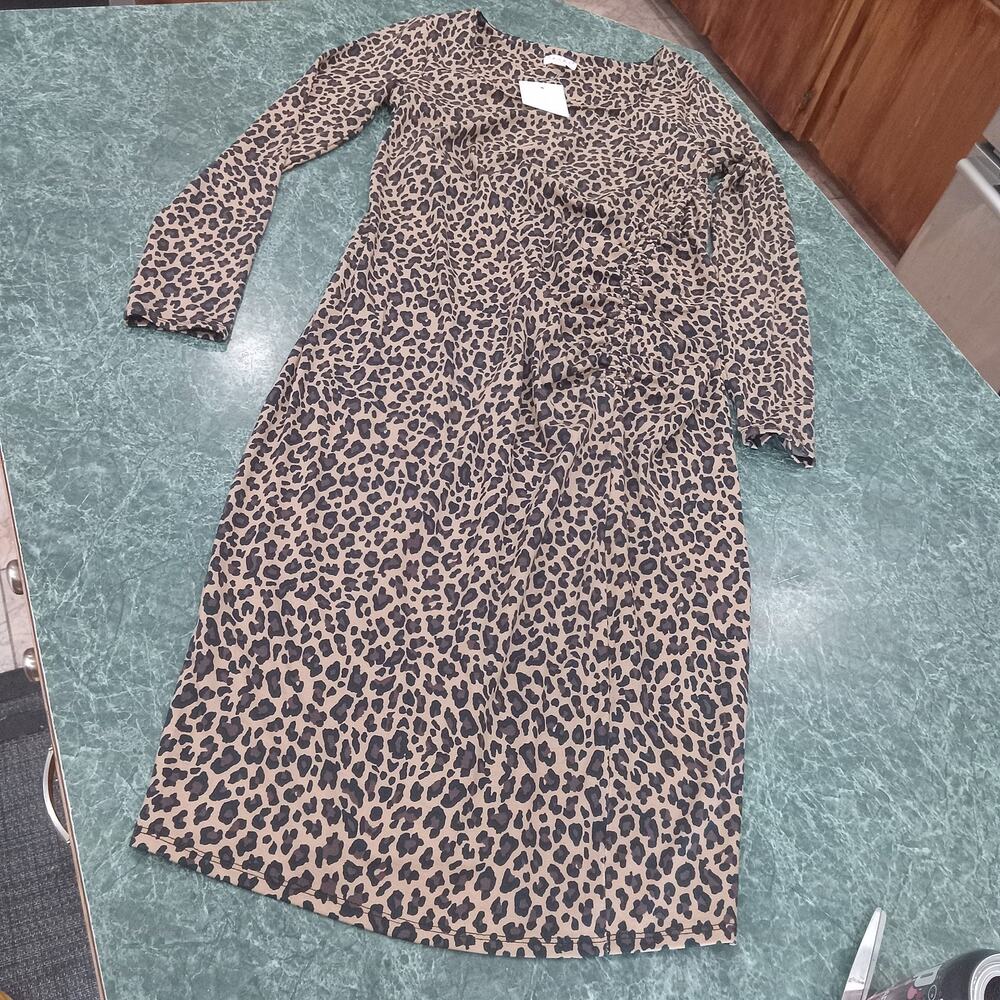 Isabel Size XS Maternity Dress Animal Leopard Cheetah Print Side Ruching